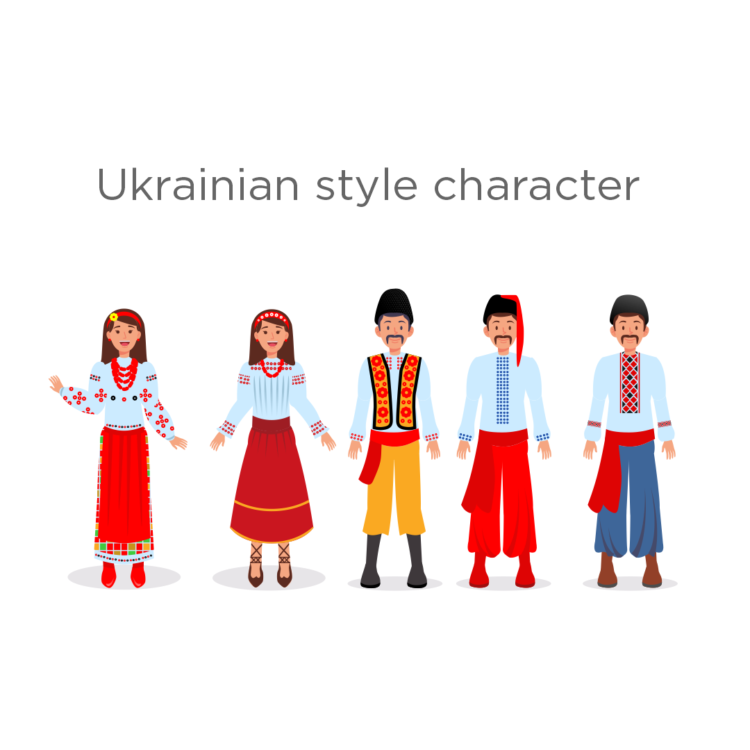 2Д персонажі у національних українських костюмах